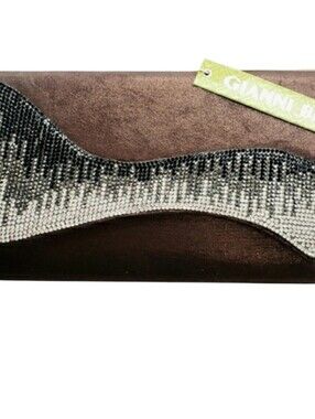 Gianni Bini Nwt Brown & Silver Rhinestone Ambre Evening Bag